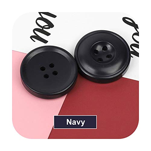Buttons 6 botones de resina de 4 agujeros, accesorios de costura, tamaño completo para ropa, botones decorativos de plástico, hechos a mano, color azul marino, 25 mm