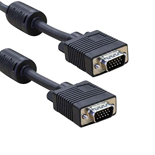 Cable VGA de 50 m para conectar ordenador portátil a TV, núcleos ferritos, conexiones VGA macho en ambos extremos del cable, conector D de 15 pines a conector D de 15 pines