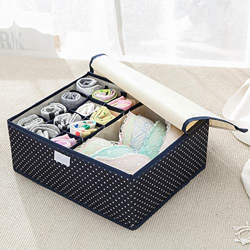 Caja de almacenamiento de ropa interior de tela Oxford grande con tapa Calcetines lavables Sujetador Caja de almacenamiento de ropa Organizadores de armario Cajas apilables Caja de almacenamiento de ropa interior de tela Oxford grande con tapa Calcetines lavables Sujetador Caja de almacenamiento de ropa Organizadores de armario Cajas apilables