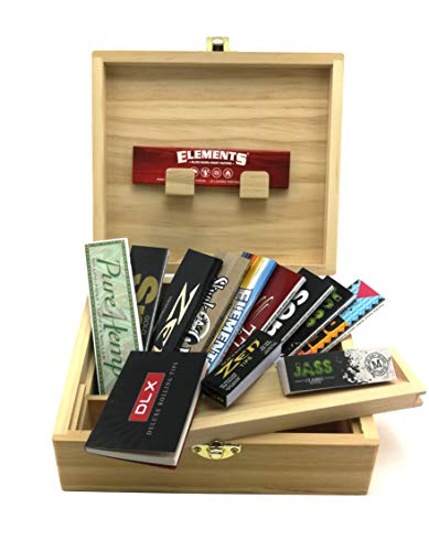 Caja de almacenamiento XL para fumadores + accesorios ( 10 cuadernos de hojas KS Slim + 3 libretas Tips)