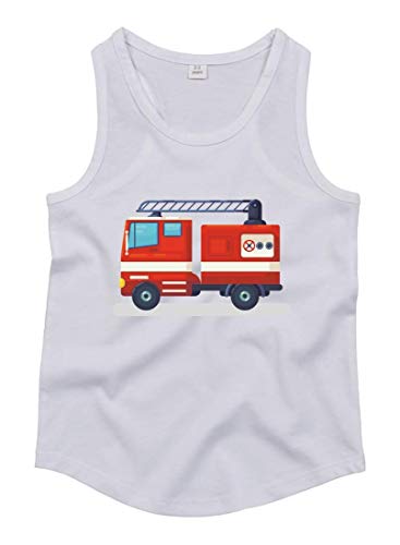 Camiseta de Tirantes con diseño de camión de Bomberos, con Alarma, Unisex, para niños y niñas Blanco 152 cm