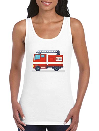 Camiseta de Tirantes para Mujer con diseño de camión de Bomberos Blanco XXL