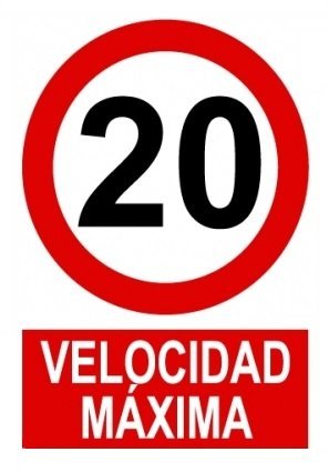 Cartel PVC Velocidad Máxima 20 40x30 cm