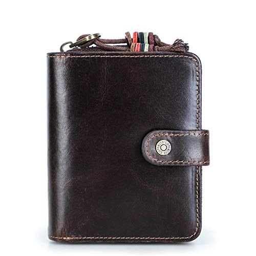 Carteras de Hombre Cuero Genuino Cartera Plegable Monedero, con Protección RFID,6 Ranuras para Tarjetas, 1 Compartimentos para Billetes,2 Bolsillo para Monedas con Cremallera,Brown,9 * 3 * 11cm Carteras de Hombre Cuero Genuino Cartera Plegable Monedero, con Protección RFID,6 Ranuras para Tarjetas, 1 Compartimentos para Billetes,2 Bolsillo para Monedas con Cremallera,Brown,9 * 3 * 11cm