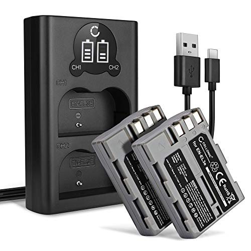 CELLONIC 2X Batería Premium Compatible con Nikon D700 D70s D80 D90 D900 D100 D200 D300 D300S D50 D70, EN-EL3e EN-EL3a EN-EL3 1600mAh + Cargador Doble MH-18a bateria Repuesto Pila CELLONIC 2X Batería Premium Compatible con Nikon D700 D70s D80 D90 D900 D100 D200 D300 D300S D50 D70, EN-EL3e EN-EL3a EN-EL3 1600mAh + Cargador Doble MH-18a bateria Repuesto Pila