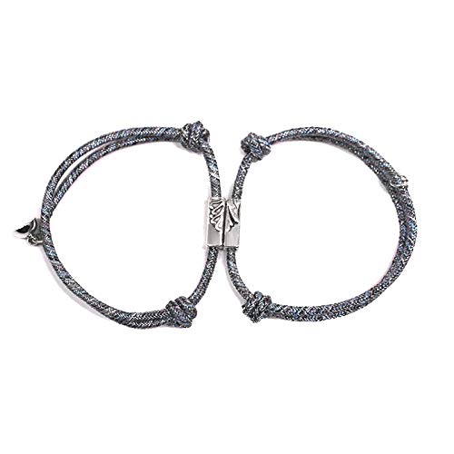 Ceyka Par de pulseras hechas a mano de 2 piezas de cuerda tejida a mano de larga distancia magnética de atracción mutua Juego de joyas el amor eterno.
