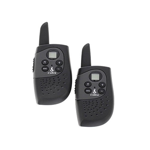 Cobra Electronics MT148 K - Walkie-talkie compacto (pack 2 radios, alcance 3 km, 8 canales, función ahorro de energía) color negro