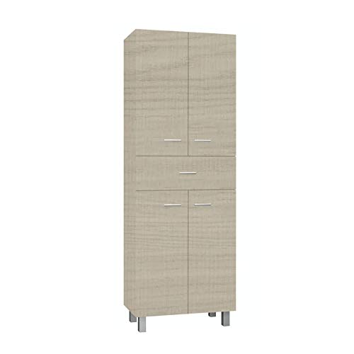 Columna de Baño - Armario de Baño Auxiliar - 4 Puertas Y 1 CAJÓN - Cierre Suave Amortiguado - Mueble Montado (60x170x32) - Sin Cesto - Taiga Columna de Baño - Armario de Baño Auxiliar - 4 Puertas Y 1 CAJÓN - Cierre Suave Amortiguado - Mueble Montado (60x170x32) - Sin Cesto - Taiga