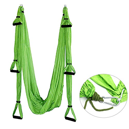Columpio de yoga ultraresistente, antigravedad, ideal para practicar tus ejercicios de yoga, marca YaeKoo, verde