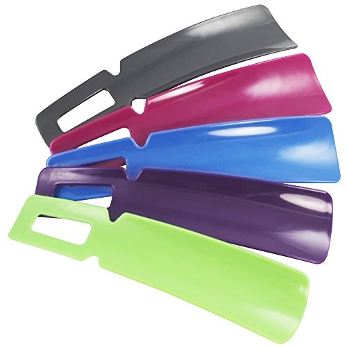 com-four® 5X Calzador de Plástico en Colores Bonitos - Calzador con Mango Corto Ideal para Viajar - Ayuda para Ponerse los Zapatos - 16 cm (16cm - 5 Piezas)