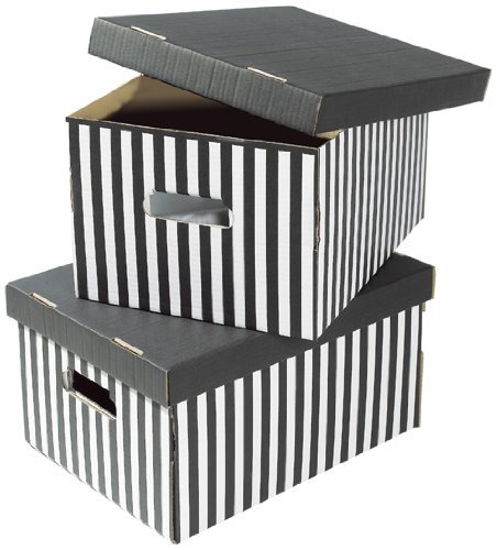 Compactor Set de 2 cajas de almacenamiento, Modelo Shirt, Color negro y blanco, Tamaño 40 x 31 x 21 cm, RAN613