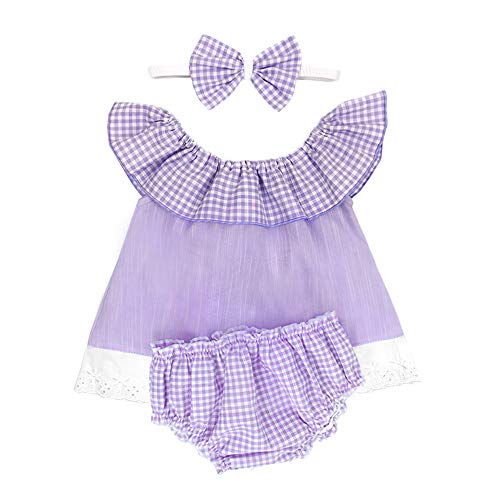 Conjunto de ropa de bebé para niña, color rosa, 3 piezas, camiseta para verano, algodón Lila-blanco. 80 cm-86 cm