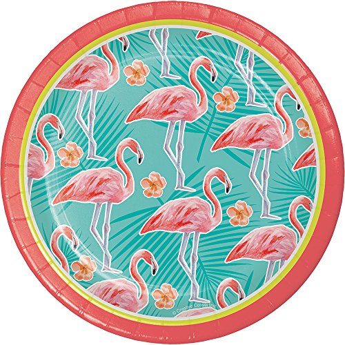 CREATIVE PARTY Isla Oasis Flamingo papel platos de fiesta x 8