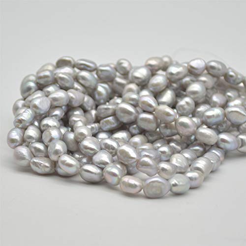 Cuentas de perlas barrocas naturales de agua dulce, color gris teñido – 8 mm – 9 mm – 15 pulgadas hebra