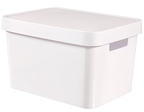Curver - Caja Organizadora Infinity con Tapa y con Asas Lisa 17L. - Color Blanco