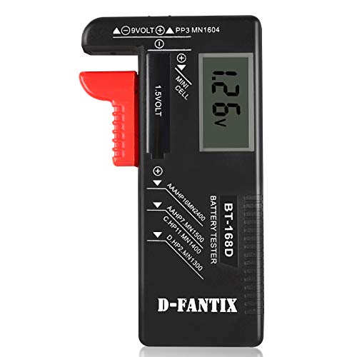 D-FantiX Probador Digital de Baterías Comprobador de batería Para pilas AAA C D 9V 1.5V pilas de botón (Modelo: BT-168D)