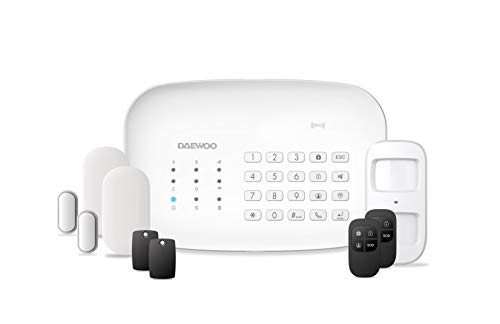 DAEWOO - Sistema de Alarma Inteligente WiFi/gsm SA501 con Sirena y batería integradas, RFID, Incluye 7 Accesorios, Compatible con cámaras DAEWOO