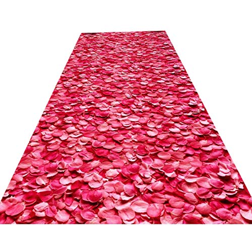 DHTOMC Alfombra premium 3D pétalos de rosa para pasillo de entrada, alfombra de entrada suave, con soporte antideslizante para cocina y sala de estar, personalizable, multicolor, 0,6 x 5 m
