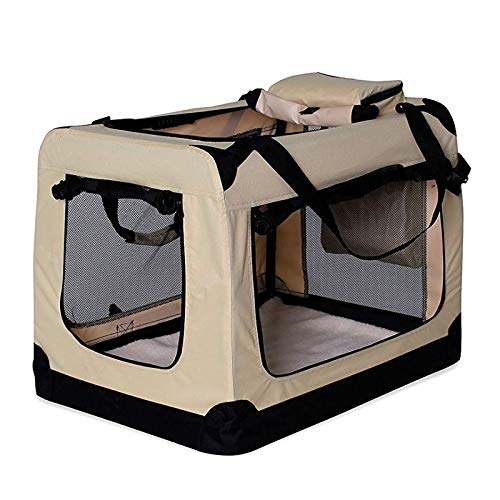 dibea Bolsa de Transporte para perros gatos box caja plegable (XXL) 90x61x65 cm Beige