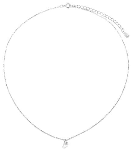 Dielay Collar para mujer con circonitas, plata de ley 925, longitud ajustable 36-41 cm