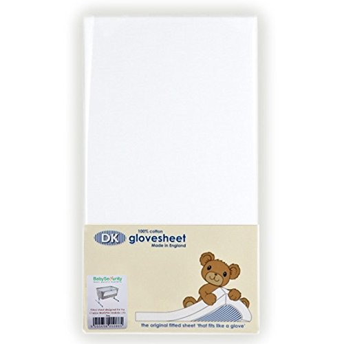 DK Glovesheet - Sábana ajustable elástica en 100% algodón para colchónes de Cunas Bedside (Color: Blanco)