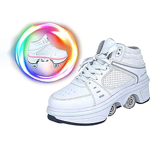 Doble Rodillo Zapatos De Skate Zapatos Invisible De Polea De Zapatos Zapatillas De Deporte Luz Zapatos con Luces LED de Colores Zapatos Multiusos, niños Zapatos con Ruedas,39