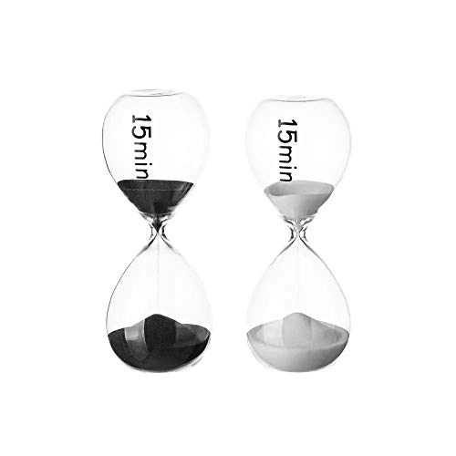 Dream Hogar Reloj de Arena Cristal 15 Minutos 6,5x16,5 cm 2 Colores Blanco/Negro (Surtido a Elegir 1, indique preferencia Tras Pedido, si no se enviará Cualquier Modelo dependiendo Stock)