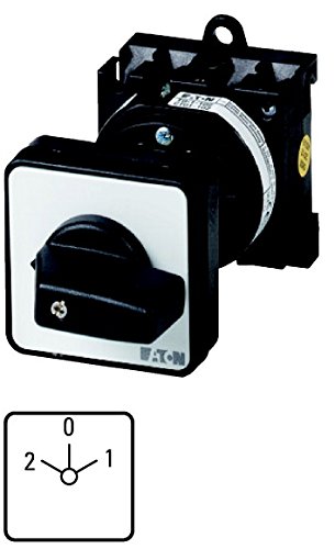 Eaton T0-3-15423/Z Interruptor Conmutador, Contactos 6, 20 A, Placa Indicadora 2-0-1, 45°, Enclavamiento, Montaje Fondo Panel, 48 mm x 48 mm x 137 mm