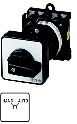 Eaton T0-3-15453/Z Interruptor Conmutador, Contactos 6, 20 A, Placa Indicadora USV-NETZ, 90°, Enclavamiento, Montaje Fondo Panel, 48 mm x 48 mm x 137 mm