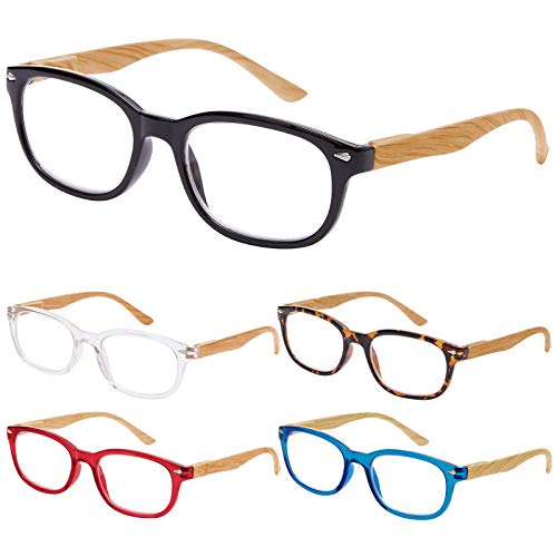 EFE Gafas de Lectura 5 Unidades Anti Luz Azul Gafas con Flexible Bisagra de Resorte Montura Cuadrada Vista de Cerca Hombre y Mujer (+2.50)