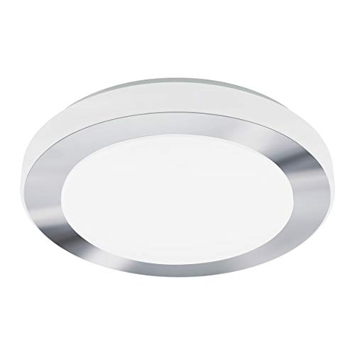 EGLO Lámpara LED de techo Carpi blanco, cromo/blanco, IP44, incluye bombilla: módulo de cambio de 16 W, 1500 lm, blanco cálido | 95283