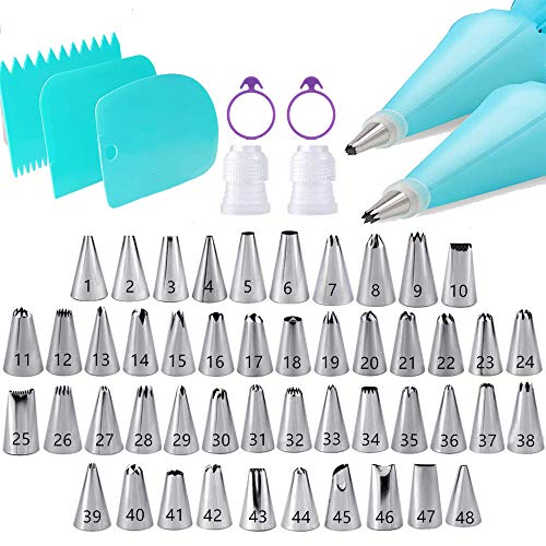 EigPluy 57pcs Pasteles para Hornear Juego de Decoración para Cupcakes,Boquillas de Acero Inoxidable,Bolsas de Pastelería de Silicona, Acopladores EigPluy 57pcs Pasteles para Hornear Juego de Decoración para Cupcakes,Boquillas de Acero Inoxidable,Bolsas de Pastelería de Silicona, Acopladores