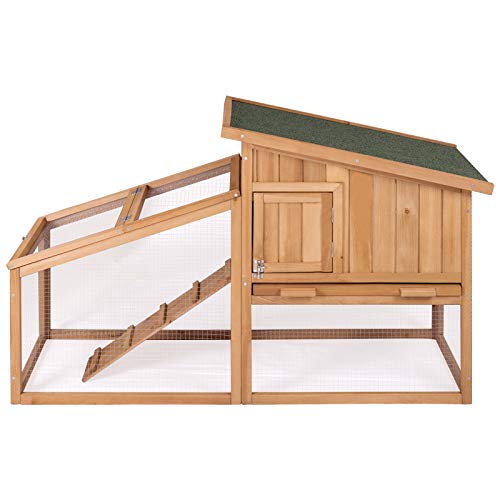 ELIGHTRY Conejeras Madera de Exterior Gallineros Jaula para Conejos Gallinas Cobayas Hamster Animales Pequeños con 2 Niveles 138x45x86.5cm XTL0003hbgn