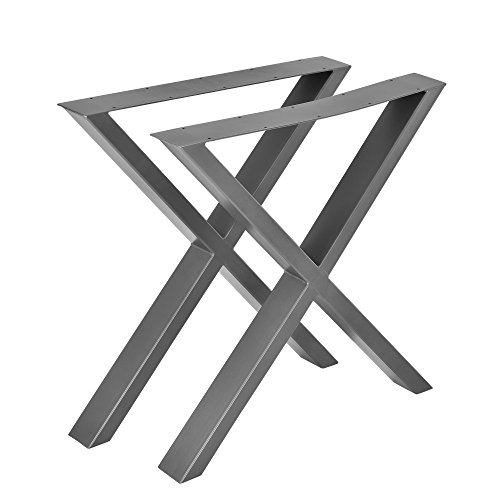 [en.casa] Conjunto de Patas de Mesa - Set de 2X Patas de Mesa - Gris metálico - 69 x 72 cm - Patas para Mesa en Forma de X