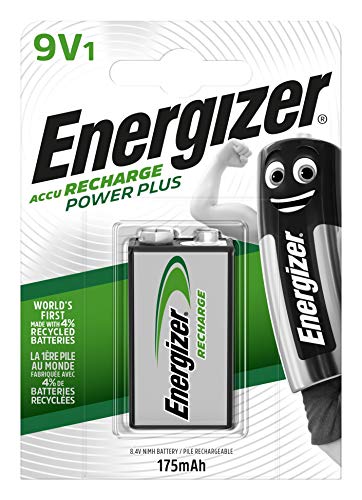 Energizer ENRPP3P1 - Pila Recargable 9 V HR22, 175 mAh, Formato Cuadrado Pequeño