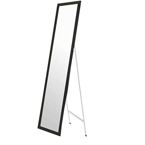 Espejo de Pie Blanco. Espejo Grande de Suelo para Dormitorio, Fácil Montaje 35x125cm - Hogar y Más - Negro