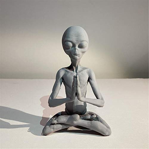 Estatua de Alien meditación, decoración de jardín, estatua espacial de Alien, minifigura de resina, decoración divertida para muebles del hogar, regalo de cumpleaños para niños