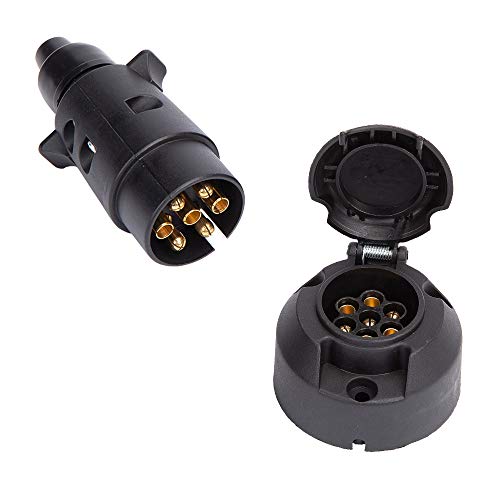 ETUKER Enchufes de Remolque 7 Pines & Zócalo de Remolque 7 Pines, Conector Remolques 12V Impermeable Enchufe Zócalo Remolques 7 Pines, Adecuado para Caravana/RV/Barco/Remolque (Botas De Caucho) ETUKER Enchufes de Remolque 7 Pines & Zócalo de Remolque 7 Pines, Conector Remolques 12V Impermeable Enchufe Zócalo Remolques 7 Pines, Adecuado para Caravana/RV/Barco/Remolque (Botas De Caucho)