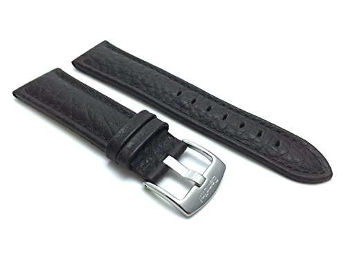Extra Largo (XL) 30mmCorrea reloj de cuero auténtico, Marrón, grano de búfalo, hebilla de acero inoxidable, también disponible en negro et marrón rojizo