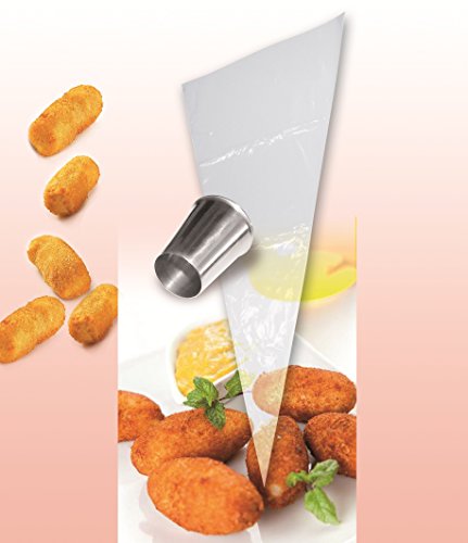 Fackelmann Kit Croquetas 10 mangas de desechables y 1 boquilla acero inox. Transparente e inox. 55x33cm.10ud. Fackelmann Kit Croquetas 10 mangas de desechables y 1 boquilla acero inox. Transparente e inox. 55x33cm.10ud.