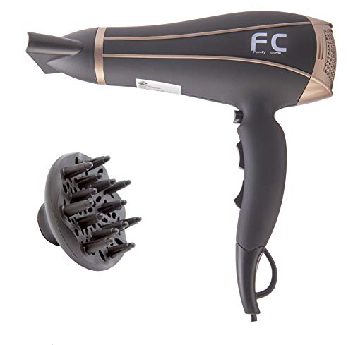 Family Care Secador de pelo profesional, 2 velocidades, 3 niveles de temperatura, difusor y concentrador, 2400 W, color negro Family Care Secador de pelo profesional, 2 velocidades, 3 niveles de temperatura, difusor y concentrador, 2400 W, color negro