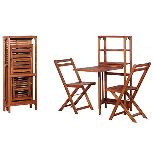 Festnight Conjunto de Muebles de Jardín de Madera Incluye 1 Estante de Almacenamiento y 2 Sillas Plegables Festnight Conjunto de Muebles de Jardín de Madera Incluye 1 Estante de Almacenamiento y 2 Sillas Plegables