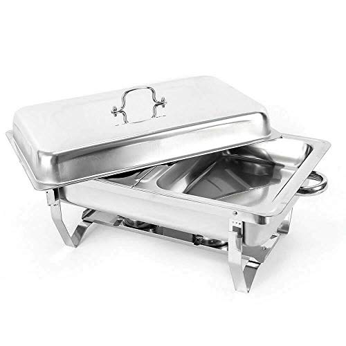 Fetcoi Chafing Dish - Calientaplatos de acero inoxidable comercial con recipiente para pasta de combustible, 7,5 l, estilo cuadrado