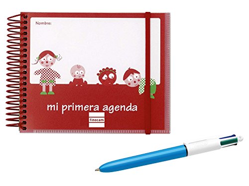 Finocam - Agenda infantil perpetua 0-3 años 1 día página 160 x 130 mm + Bolígrafo BIC 4 Colores Medium