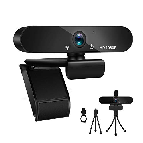 Fityou PC Webcam PC Full HD 1080P con Micrófono, Cámara Web USB 2.0 para Videollamadas, Estudio, Conferencia, Grabación, Diseño Plegable y Giratorio de 360 °, Micrófono con Cancelación de Ruido