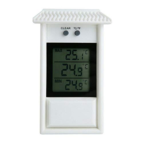 FUBAO Termómetro digital con memoria de temperatura máxima y mínima, termómetro impermeable para exteriores, para jardín, patio, industrial y agricultura (℃/℉) (blanco)