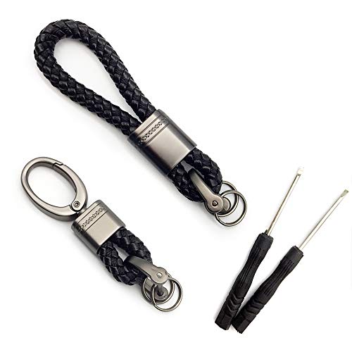 FUJIE 2 Piezas Llavero de cuerda de cuero de Negro Llavero Hebilla de Coche Aleación Llavero con Destornillador de regalo para Hombre Mujer FUJIE 2 Piezas Llavero de cuerda de cuero de Negro Llavero Hebilla de Coche Aleación Llavero con Destornillador de regalo para Hombre Mujer