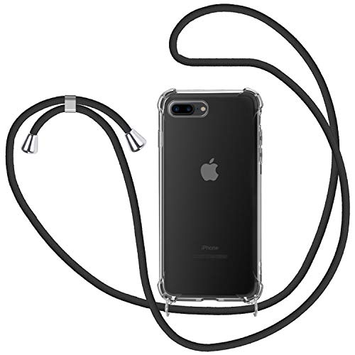 Funda con Cuerda para iPhone 7 Plus / 8 Plus, Carcasa Transparente TPU Suave Silicona Case con Correa Colgante Ajustable Collar Correa de Cuello Cadena Cordón para iPhone 7 Plus / 8 Plus - Negro Funda con Cuerda para iPhone 7 Plus / 8 Plus, Carcasa Transparente TPU Suave Silicona Case con Correa Colgante Ajustable Collar Correa de Cuello Cadena Cordón para iPhone 7 Plus / 8 Plus - Negro
