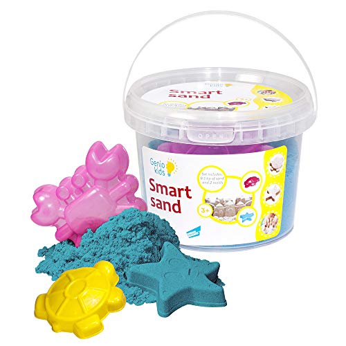 GenioKids Smart Sand Sensory Play Modeling Indoor Sand - Plastilina para interior (0,5 kg), color azul