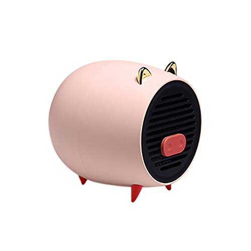 Gpure Vertical Calefactor Cerámico Aire Caliente 500W Bajo Consumo Mini Cerdo Eléctrico EU 3s Calentamiento Silencioso Calefactor DIY Portátil Protección Sobrecalentamiento Fan Heater (Rosado)